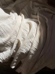 Ivory Unbleached Neutral Organic Cotton Fabric By 2 Meters, Crinkle Wide Width