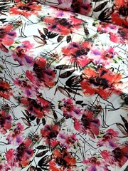 Multicolor Pink Purple Red Floral Soft Chiffon Fabric By the Yard For Dress