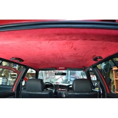 Red Suede Headliner Fabric with Foam Backing – 54″ L x 60″ W – Auto Suede Roof