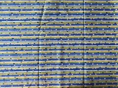 FABRIC TRADITION 2005~Blue White Yellow Green~THIN STRIPES~Smal Flower Head Toss