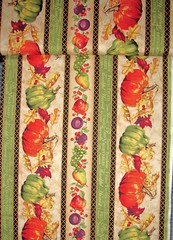 Autumn Fruit Apple Pumpkin Stripe Cotton Fabric Wilmington Thankful Harvest Yard