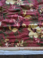 Hibiscus Floral Flower Leaf Leaves Waterproof Fabric 32×54″ Red Background Diy