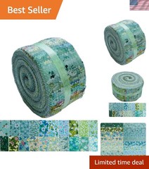100% Cotton Jelly Roll Fabric Strips – Vibrant Green Forest, 40 Pieces, 2.5″x44″