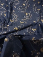 4 1/2 Yards Navy Blue with Moons and Clouds Print Fabric