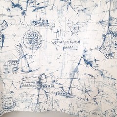 Premier Prints Fabric Schooner Nautical Sailing Boats Cotton Blue White 57″x58″