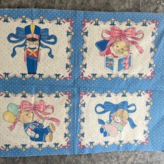 Vtg TOYS & BOWS Pastel BABY Quilt PANEL Fabric 17″ x 44″ Springs Industries