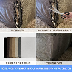 Azobur Sofa Repair Patch, 6 Piece Microfiber Patches, Self Adhesive Fabric Patch