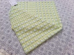 Phantom Rosebud Vintage Chenille Bedspread Fabric Yellow White 20×24″ Piece