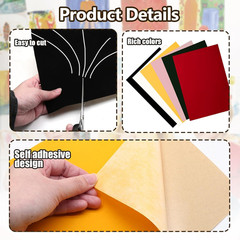 12 Pcs Self Adhesive Felt Sheets, Yellow Felt Sheet with Adhesive Backing, 8 x 1