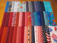 45 squares 6 x 6 quilter vintage fabric cotton red blue prints bundle lot