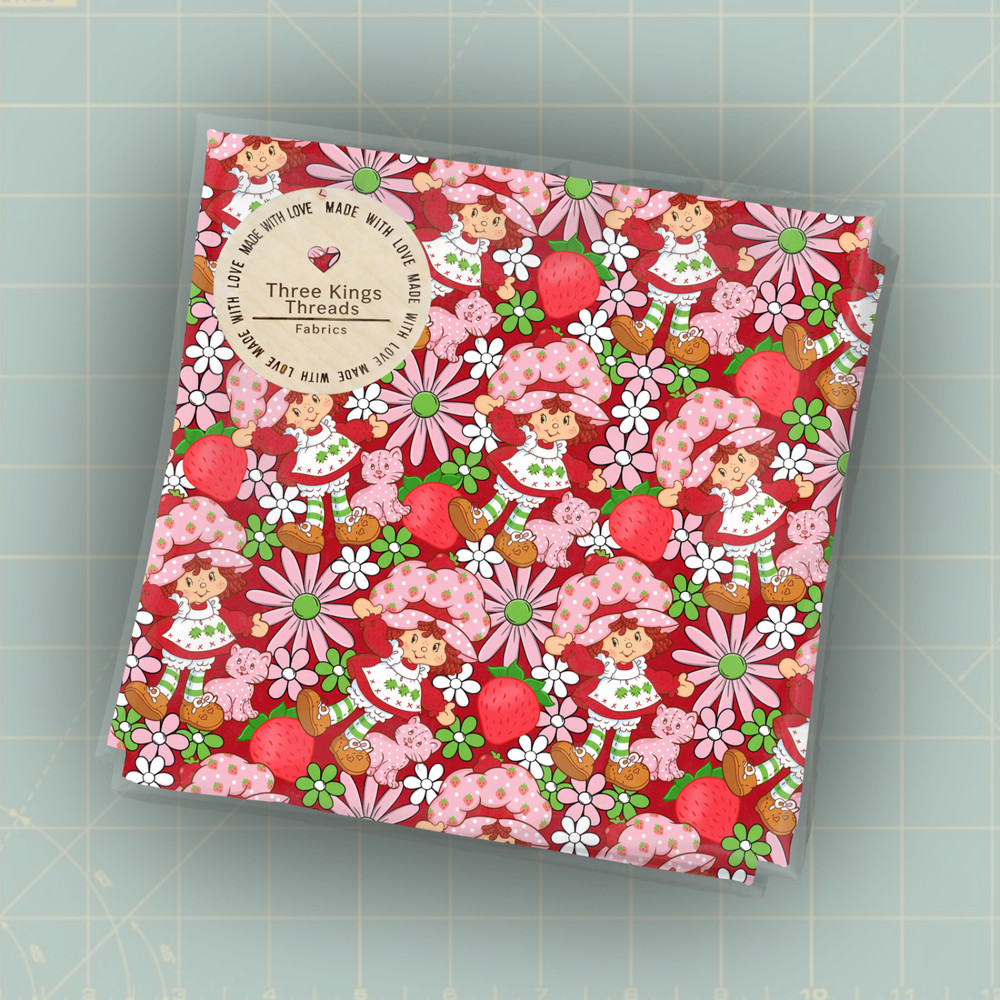 Strawberry Shortcake Red DBP Print 1 Yard Fabric Seamless Design App 59×36