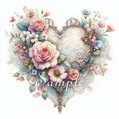 Beautiful Floral Heart -Fabric Art Quilt Block – 8″ x 8″ – 100% Cotton 101678