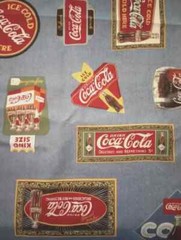 rare coca-cola coke fun fabric length 14 x 15 1/2 inch