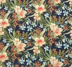TOMMY BAHAMA LE MAR INK BLUE FLORAL OUTDOOR INDOOR MULTIUSE FABRIC BTY 54″W