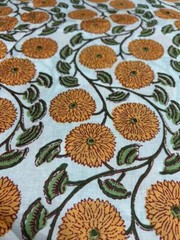1 Yard Indian Cotton Hand Block Print Multi Color Floral Craft Sewing Fabric