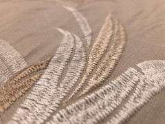 Covington BURBANK LINEN Beige Tan Tropical Plant Embroidery Drapery Fabric