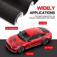 Suede Auto Headliner Fabric 54 L × 60 W with Foam Backing – Black Interior Repla
