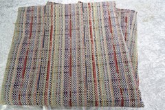 Heavyweight Upholstery Fabric Multi-Color Stripe Taupe Aqua Rust Blue 56″x 1.5 Y