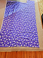 Sanrio Hello Kitty Purple Charmeuse fabric 1.9yd Vintage with pink & white NOS