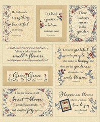 Victory Garden Words Fabric 36″ Panel Flowers Cotton Timeless Treasures CD2108
