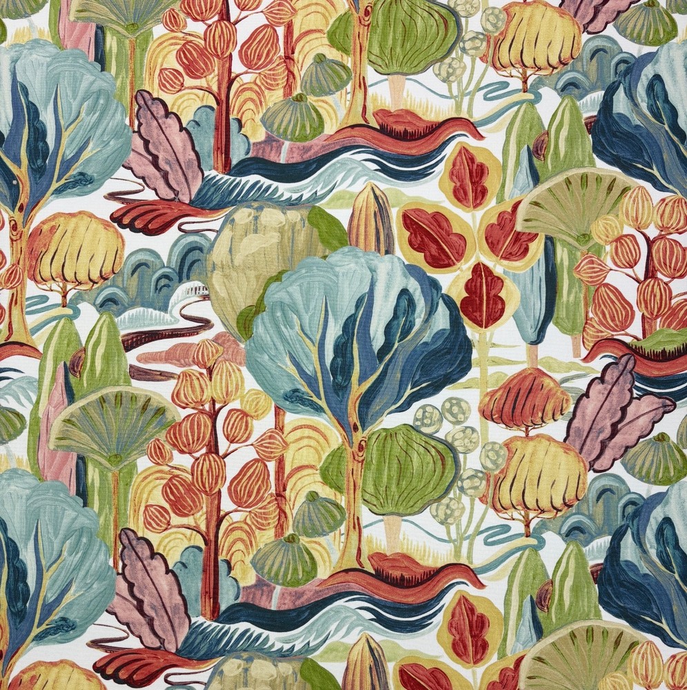 P KAUFMANN FAIRY MEADOW CARNAVAL ABSTRACT TREES MULTIPURPOSE FABRIC BY YARD 54″W