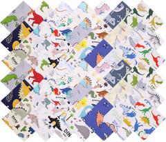 84Pcs 5X5 Dinosaur Cotton Fabric Squares for Baby Boy – Dinosaur Charm Pack Fabr