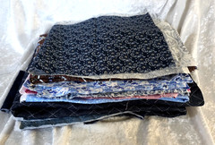 Fabric Scraps * Mixed Sizes * Blue, Pink, Brown ,Florals ,Paisley & Quilted