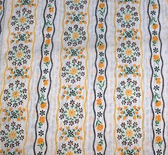 Vtg Semi Sheer Floral Stripe Dotted Fabric Remnant~19″ x 46″
