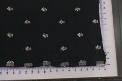 BLACK W/ MACHINE WOVEN FLOWERS YARDAGE 56″ x 22 1/2 YARD NEW 2 BOLT END REMNANTS