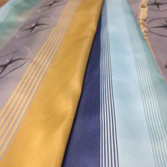 Wide Cabana Stripe Polyester Fabric Nautical Navy Blue Gold Charcoal Gray BTY