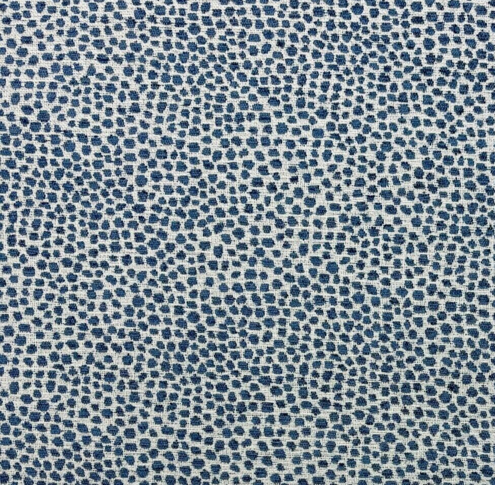 BALLARD DESIGN TULLY TEAL BLUE RAISED ANIMAL SPOT WOVEN FABRIC BY 1/2 YARD 57″W
