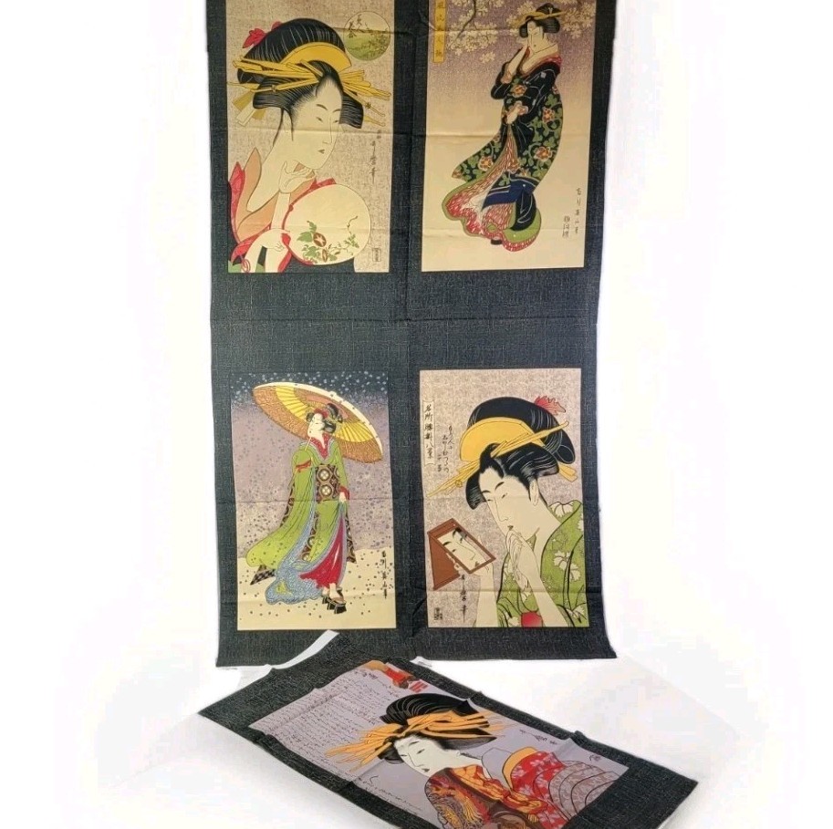 Kona Bay Fabric Asian Geisha 13 Art Panel Cotton 5 Portraits New 2009