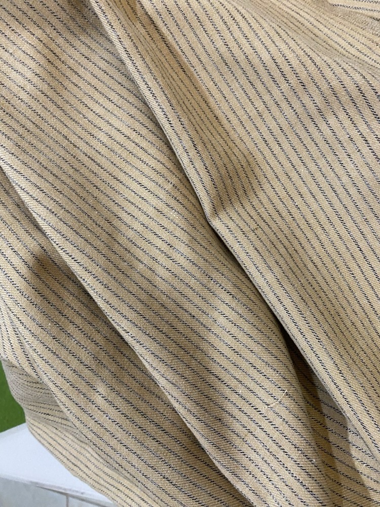 Tan With Tiny Blue Stripe Wool And Acetate Suiting By The Yard 58″ Width 0808