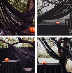 Barcelonetta Black Chiffon Fabric – 5 Yards for Halloween Decor & Events