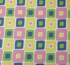 PREMIER PRINTS ILLUSIONS PINK BLUE GREEN GEOMETRIC SQUARES FABRIC 3.25 YARDS