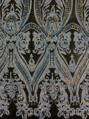 Alaina IRIDESCENT WHITE Curlicue Sequins on BLACK Mesh Lace Fabric by the Yard