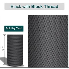 63″Quilted Vinyl Faux Leather Fabric w/Foam Car Upholstery Continuous Yard Black