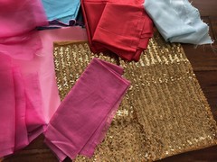 Fabric Lot; Sequin, Lame, Satin, Sheer, Organza, Tulle. For Barbie & Doll Dress