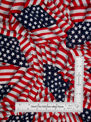Patriotic Fabric American Flags Stars Stripes VIP DYE LOT A2 Cotton 18″ Length