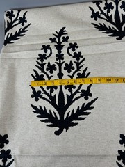 2+yds Large Flowered Plant Block Print Style Black on Beige Upholstery Fabric