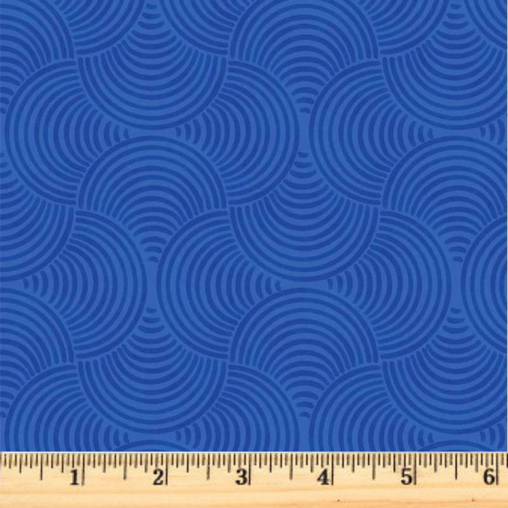 Porcelaina Dark Blue Ripples Cotton Quilt Fabric Sale 5508DB By the half yard