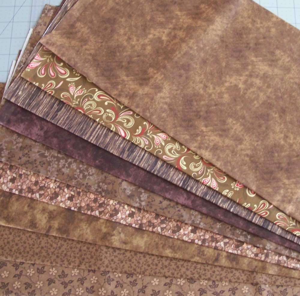9 Browns Fat Quarters Bundle Tonal tone on tone Fabric Precut