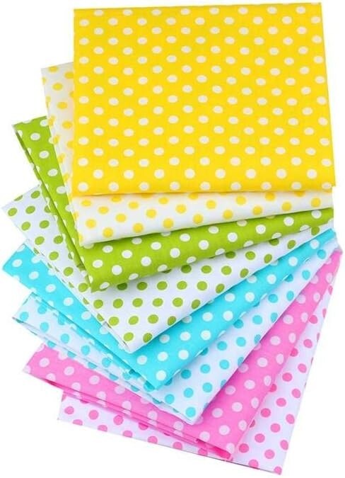 8 PCS Multicolors Polka Dots Cotton DIY Craft Quilting Sewing Patchwork 16×20″