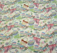 1 yd Baby Sprinkles Nicole Tamarin Quilting Treasures Pink Green Blue on Yellow