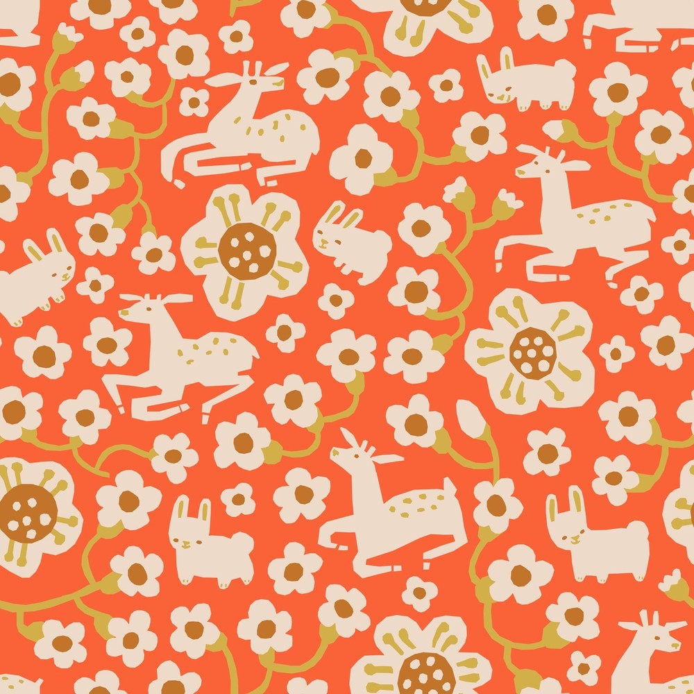 Lumpy Garden by Little House Cottons – Fawn Nest Tomato- Organic Cotton (½ yd)