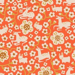 Lumpy Garden by Little House Cottons – Fawn Nest Tomato- Organic Cotton (½ yd)