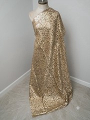 1.25 Yard Gold Sequins Embroidered Lace Fabric 50” Width
