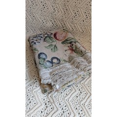 Vintage Floral Fruit Screen Printed Fabric Linen Look 152×55 Scotchgard ESD