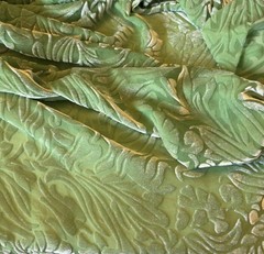 APPLE GREEN Floral Burnout Hand Dyed Silk Velvet Fabric