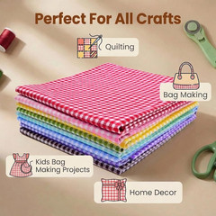 Inee Gingham Fat Quarters Fabric Bundles, Quilting Fabric for Sewing Crafting, 1
